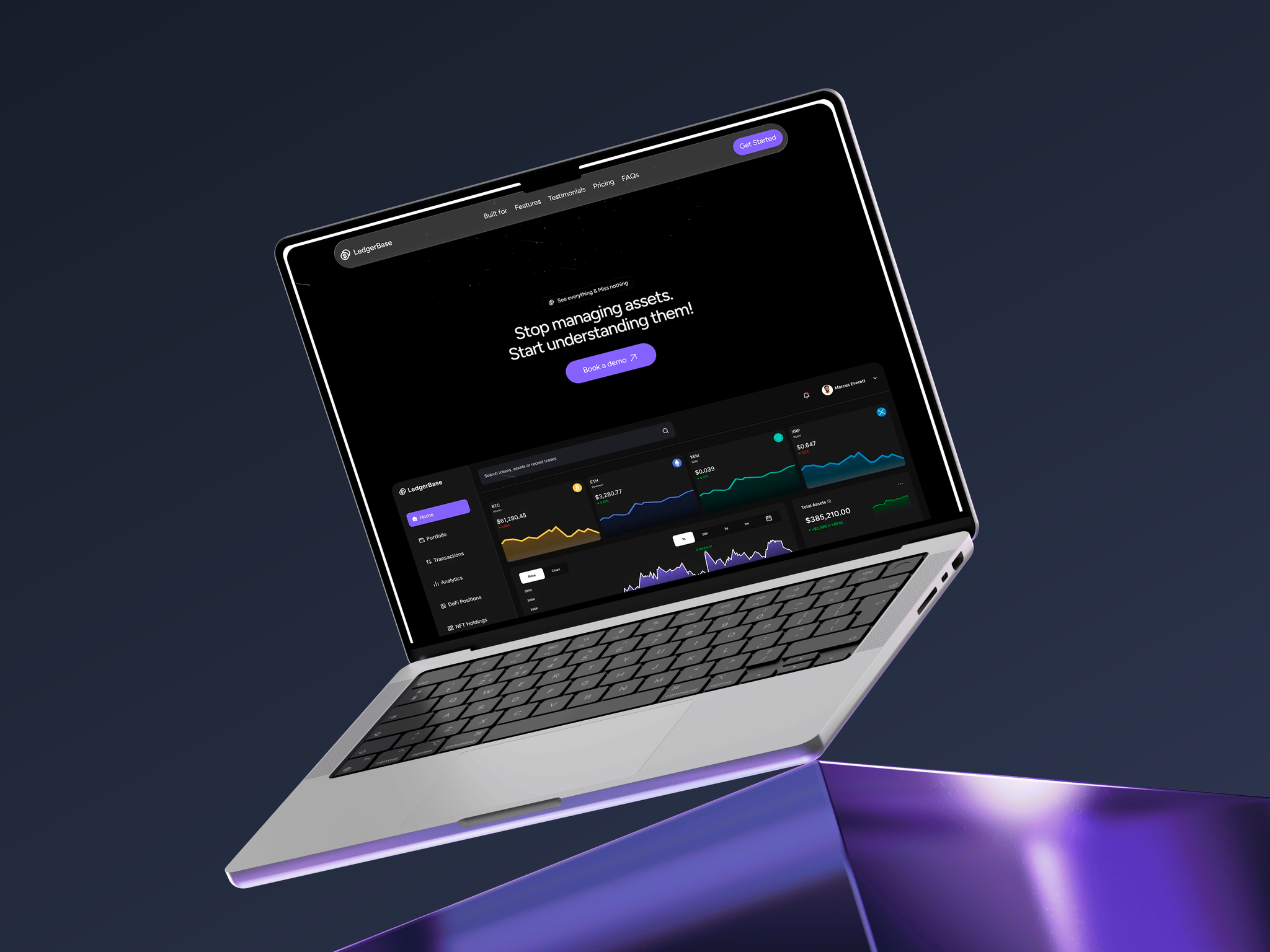 Crypto SaaS Landing Page & Dashboard dashboard fintech landing page ui ux web design