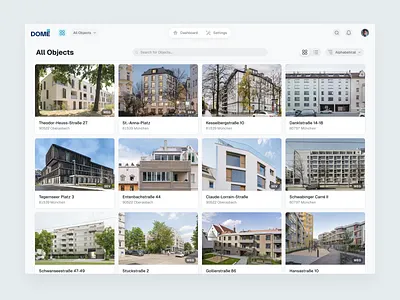 Real Estate Portfolio Dashboard app dashboard estate gallery grid navigation ui web