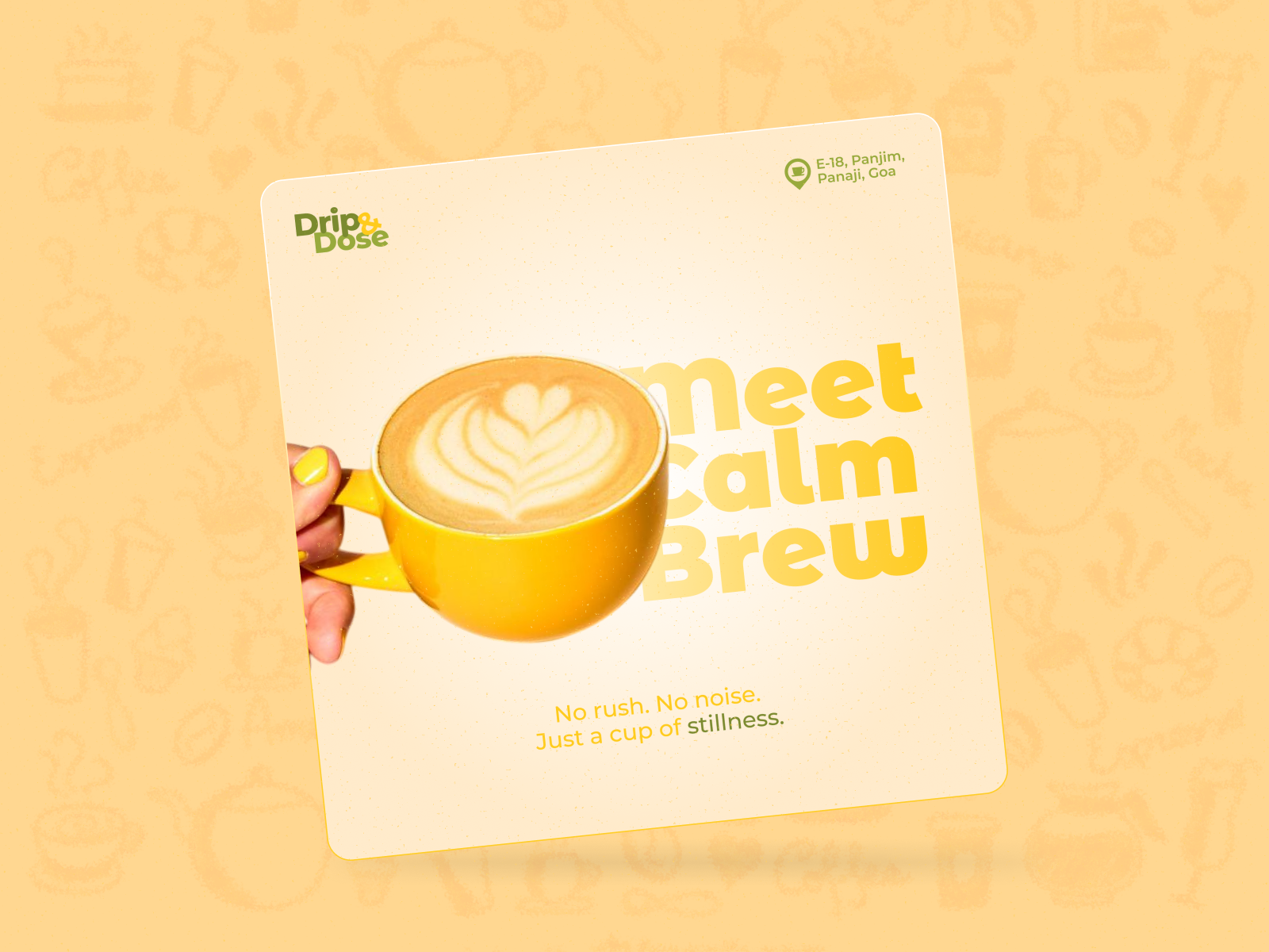 Social Media Post - Coffee, Brew brew cafe post coffee post figma graphic design post social media social media design social media post yellow