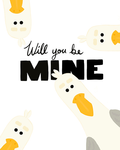 Will you be mine adobe animation art card cartoon design finding nemo free hand graphic design greeting card illustration procreate valentines day weekly warm up