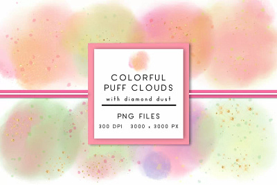 Colorful Puff Clouds clipart design elements