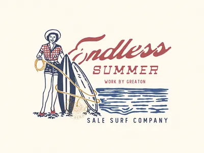 Endless summer cowgirl drawing graphic design illustration summer vintage work