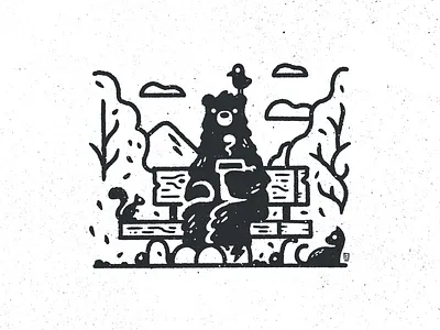 Bearbench animal bear burd cat cute hand drawn illustration kitty squirrel woods