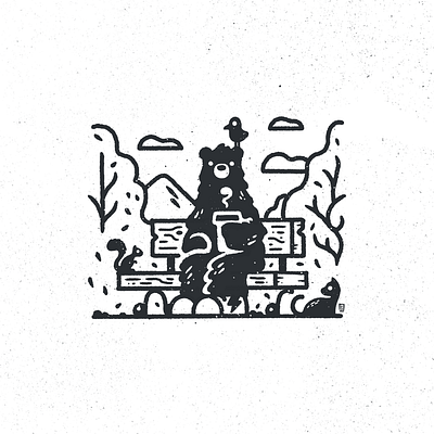 Bearbench animal bear burd cat cute hand drawn illustration kitty squirrel woods