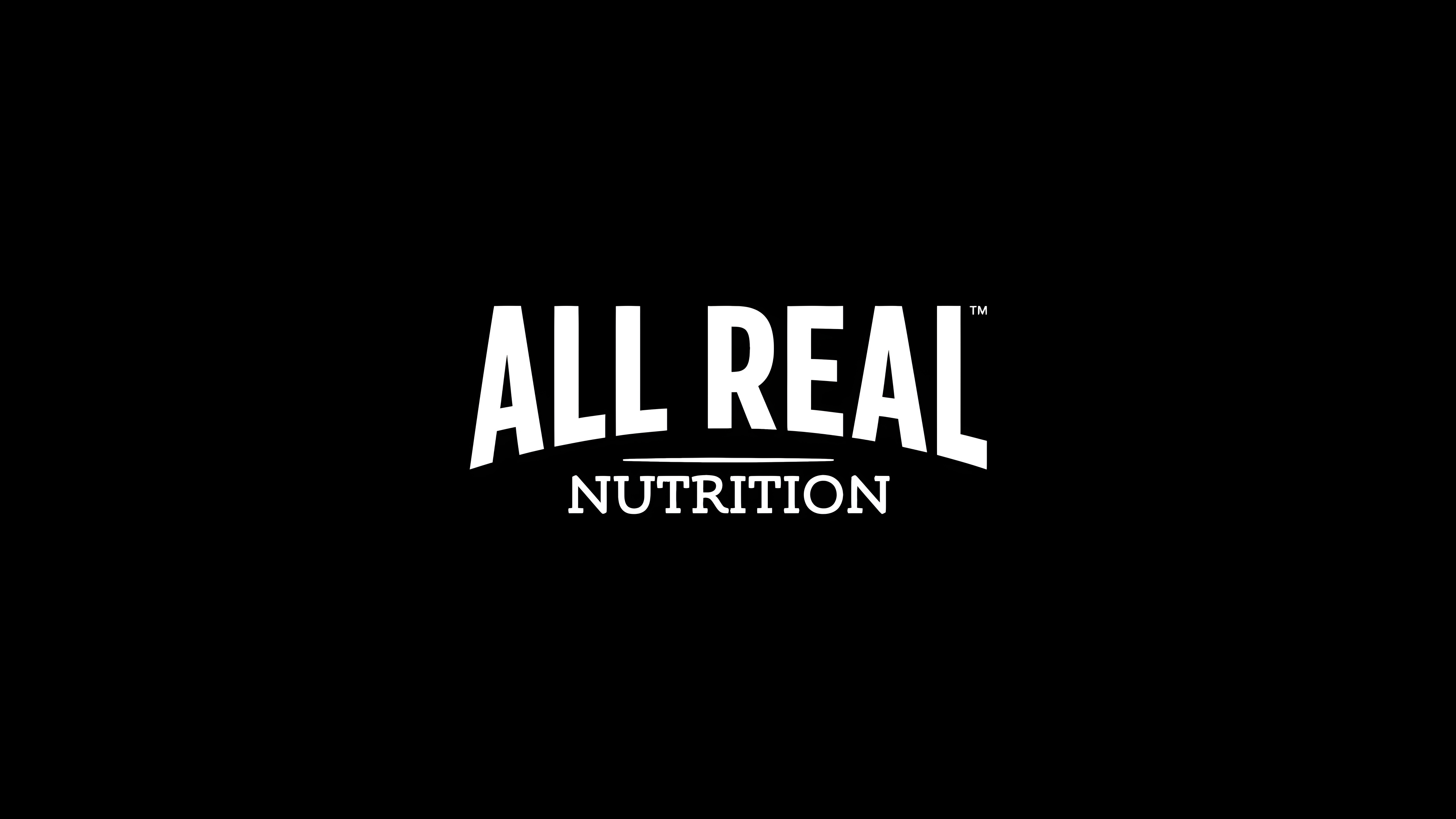 ALL REAL Nutrition - Logo Design & Animation animation brand identity brand logo health and fitness logo logo animation logo design logotype minimalist modern motion design motion graphics simple typography visual identity wordmark