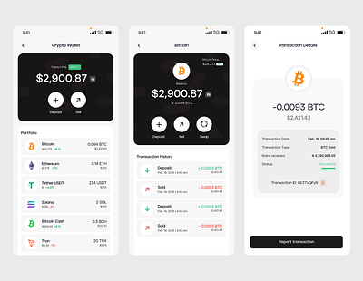 Crypto Wallet app app design bitcoin app crypto app crypto app ui crypto design crypto screen crypto screens crypto wallet crypto wallet design fintech fintech app fintech app design wallet design