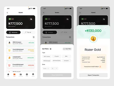 Transaction Wallet Screen app design fintech fintech app fintech app design transaction details transaction screen transaction ui wallet design wallet screen wallet ui