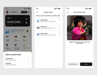 Set profile picture & avatar crypto crypto app fintech fintech app fintech app design profile image set profile picture ui uiux upload avatar upload profile avatar upload profile picture