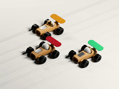 Towards Monday 3d 3d animation blender blender3d cars illustration isometric plastic race racecars racing toy wood