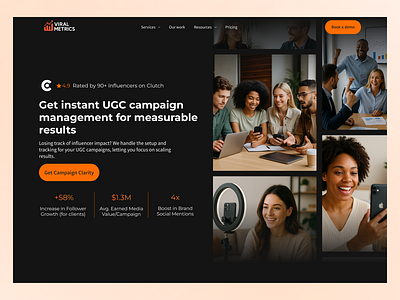 Viral Metrics – Marketing Agency Website Design agency b2b businesswebsite conversiondesign digitalmarketing dribbble figma interface marketing mockup performanceagency uiux uiuxdesign uxdesign webdesign