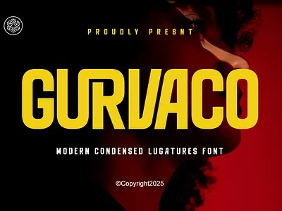 Gurvaco - Modern Condensed Ligatures Font bradning design display font fonts graphic design ligature logo modern modern sans preium sans serif