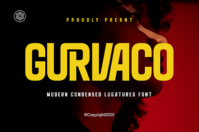 Gurvaco - Modern Condensed Ligatures Font bradning design display font fonts graphic design ligature logo modern modern sans preium sans serif