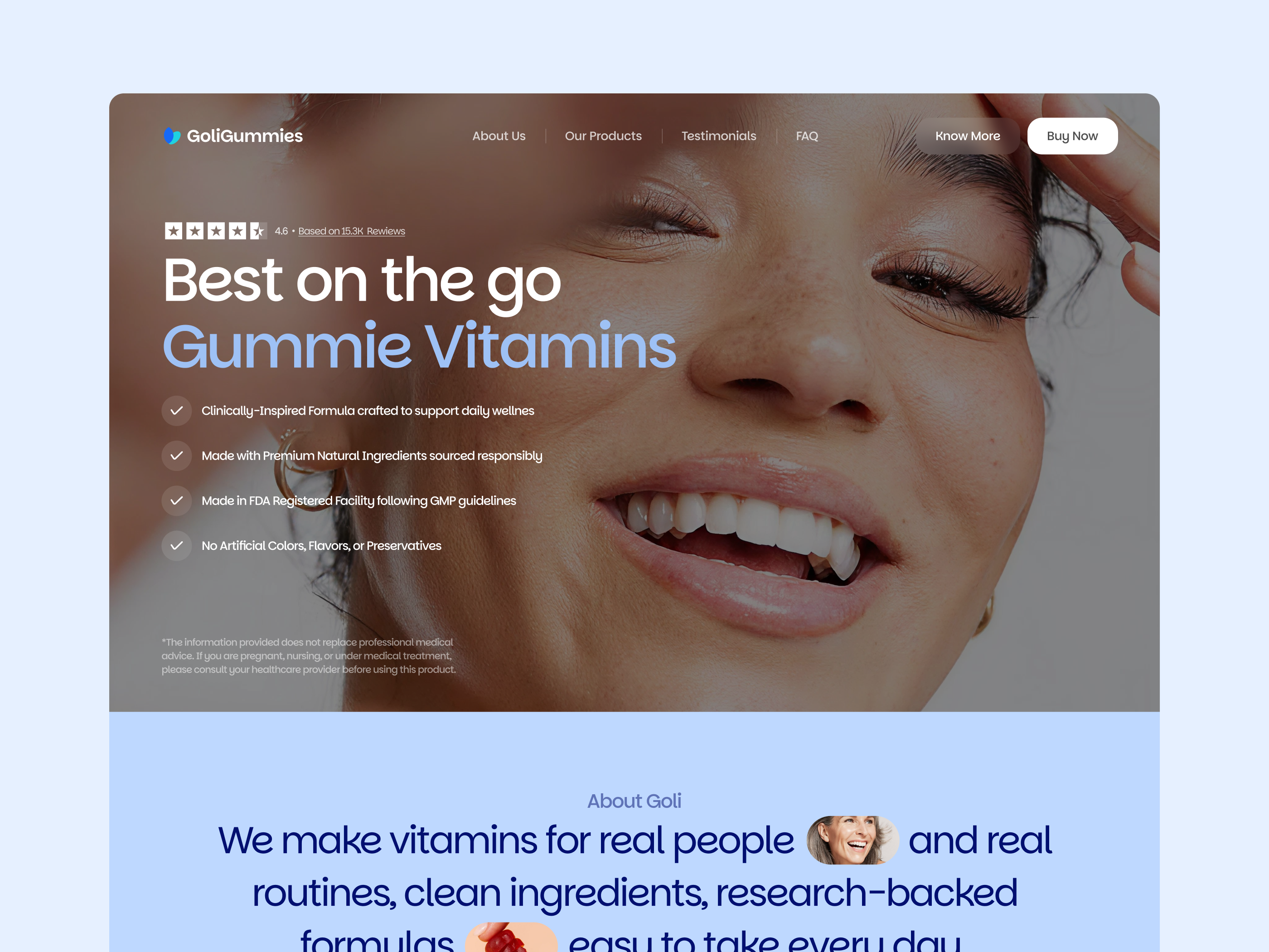 Health Vitamins Landing Page - GoliGummies figma gummies health health landing health landing page landing page trending ux design ux ui vitamin web design web ui website