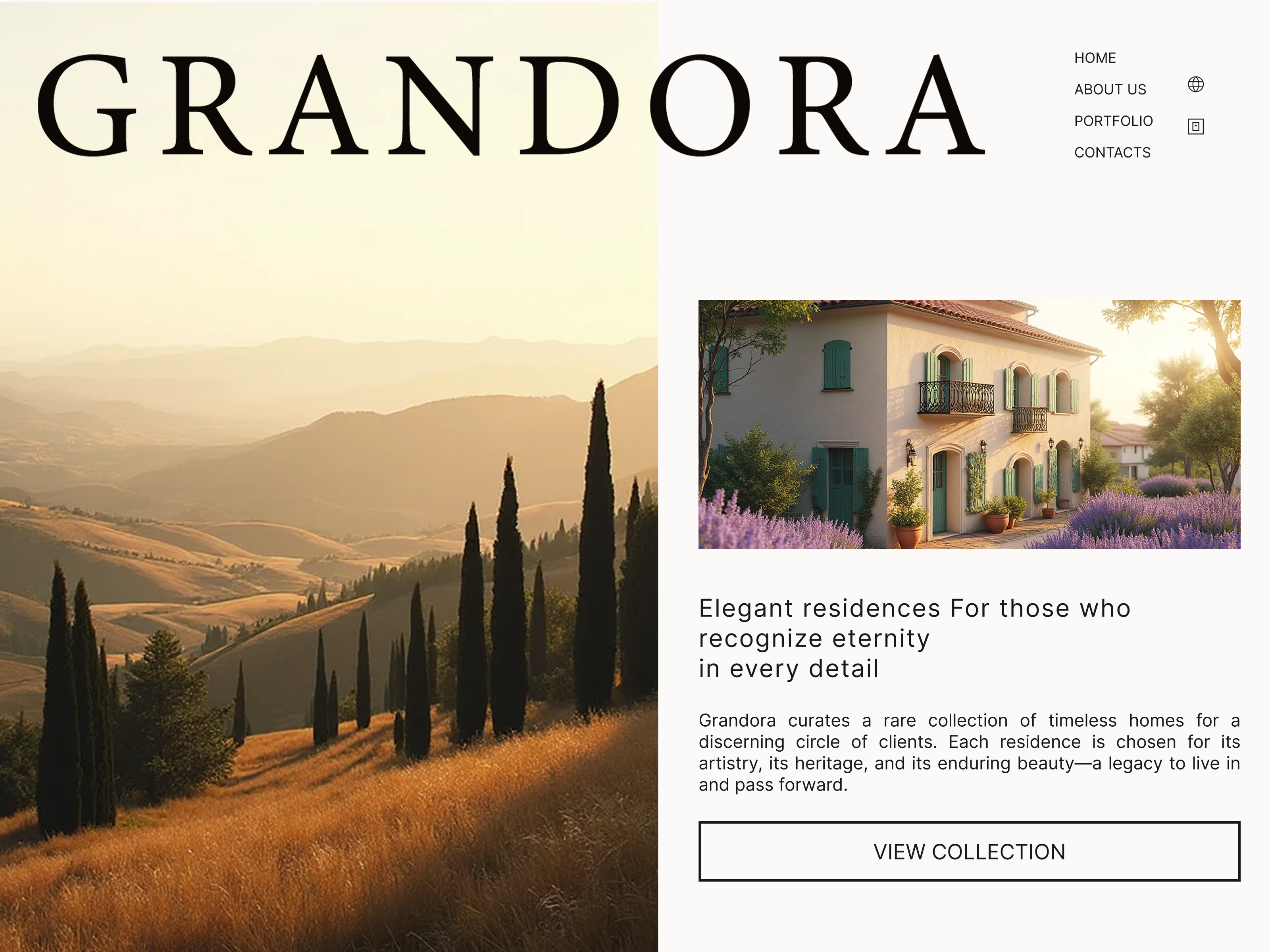 Grandora — Luxury Real Estate Website Design architecture designerlife designportfolio dribbbleweeklywarmup figmadesign interiordesign landingpagedesign luxuryrealestate minimaldesign propertywebsite realestate residences timelessdesign uidesign uxui villa visualidentity web design webdesign websiteconcept