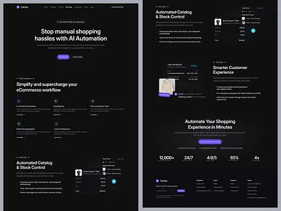 E-Commerce Automation Web App: AI-Driven Shopping Workflow ai automation dark mode design ecommerce landing page landing page marketing marketing product design saas saas landing page saas marketing web saas web design saas website shopify uiux web app web design website design