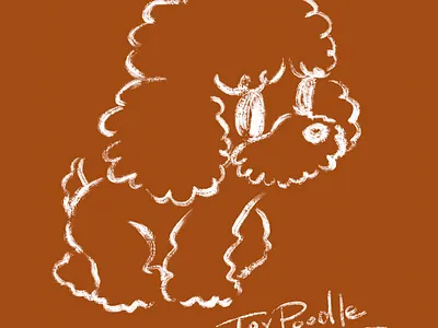 Simple sketch of a Toy Poodle walking animal character character design cute dog funny kawaii pet poodle toy poodle