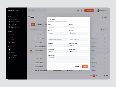 Add a Task CRM Dashboard add a task add a task dashboard add tasks add tasks dashboard admin dashboard clean ui crm crm dashboard dashboard design figma interface saas ui uiux web app web builder