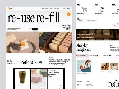 Reflora - ECO Marketplace Online Store branding design eco ecommerce elementor framer landing marketplace natural online page products reuse shop store template ui webflow website wordpress