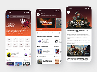 🎮 TopWave - Modern Game Top Up Platform app app design game modern promo ui uiux
