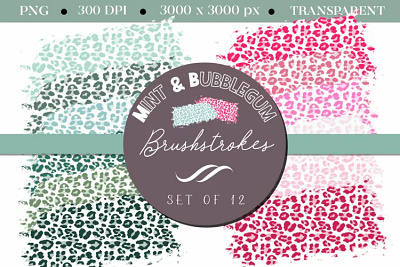 Mint & Bubblegum Leopard Brushstrokes clipart design