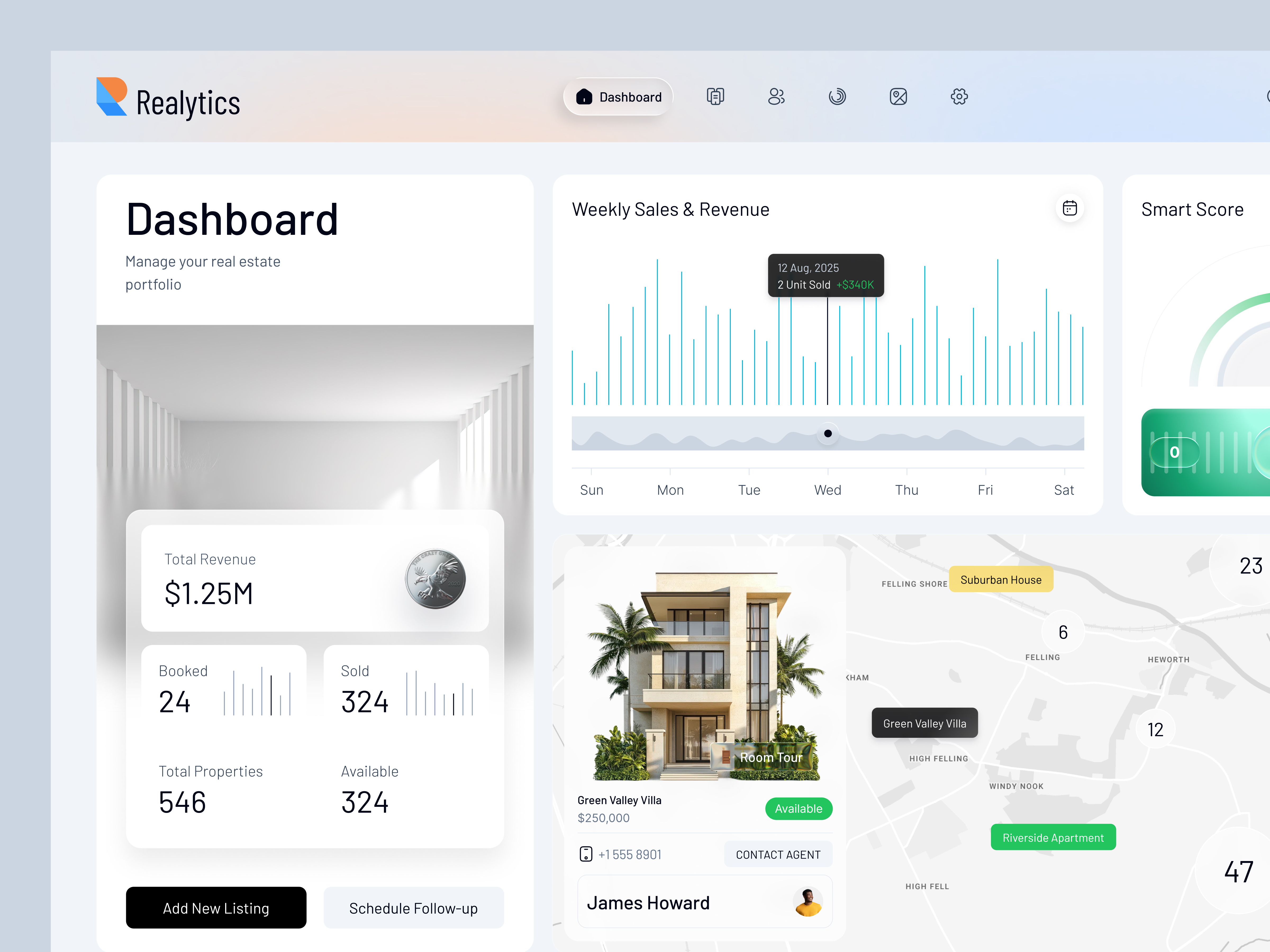 Sales Real Estate Dashboard agent analytics buy crm dashboard home house minimal modern property real estate real estate dashboard report sales sales dashboard sell tracking ui design ux design website