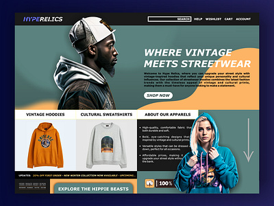 HypeRelics Website Design - Streetwear Brand 3d animation branding design ecom ecommerce website graphic design illustration logo modern website motion graphics streetwear typography ui ui design ux uxui vector website website design