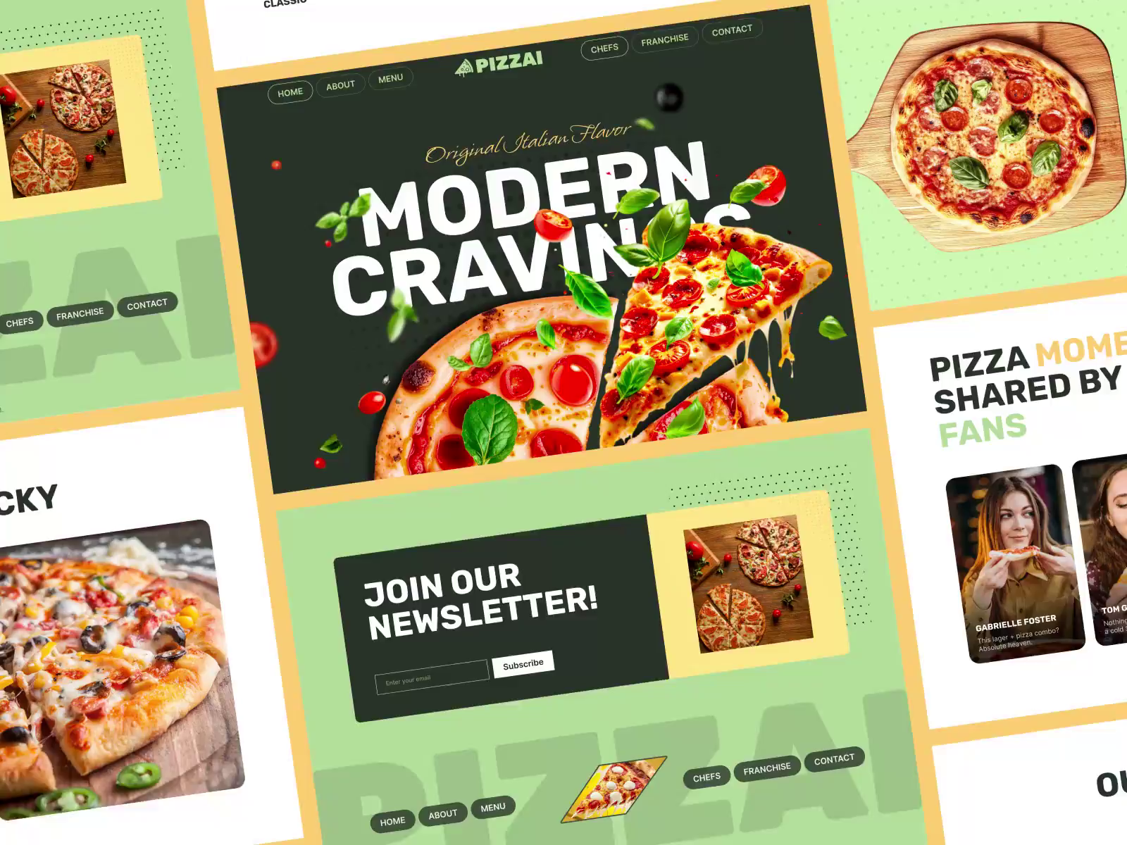 Example of Modern Pizza Restaurant Web Design - Food Delivery UI/UX Design