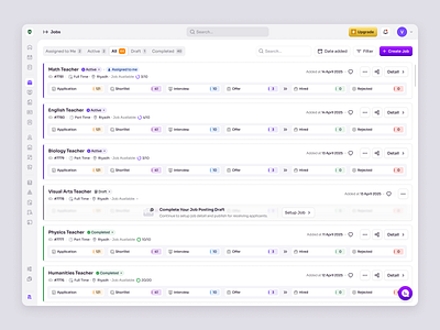 RecruitSmart — Job Application Management for School HR Systems candidate dashboard education employee hiring hr management hr system hrd hrm human resource job job posting product design saas saas design school management ui ux web app web design