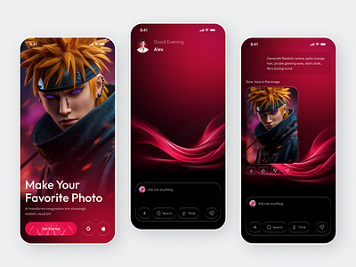 AI Image Generator Mobile App 3d animation ai app ai assistant ai chatbot ai image generator ai photo ai ui art generator artificial intelligence image generator mobile mobile app photo generator premium app text to image ui interaction