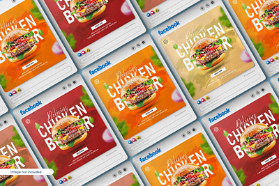 Chicken Burger Poster Design for Social Media ad design burger burger poster design chicken burger chicken burger poster design graphic design post design poster design social media poster social media poster design