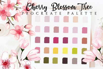 Cherry Blossom Procreate Palette design elements palette