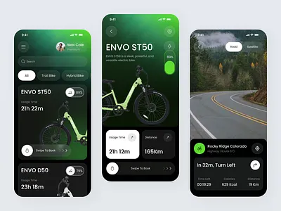 E-Bike Mobile App Design app design app ui bike bike app business clean ui design e bike electric ios app mobile mobile app rental app service ui design