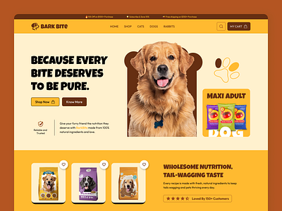 Bark Bite | Pet Food Online Shop | E-Commerce for Pets ecommerce landing page ecommerce website ecommerce website ui figma design graphic design modern ui pet food shop pet food website pet shop pet shop landing page pet website pet website design pixxen ui ux design website template