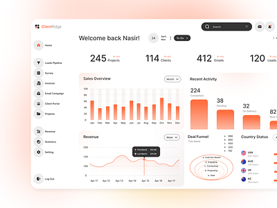 SaaS CRM Dashboard UI adminpanel adminpaneldesign adminui businessdashboard crm crmsoftware dashboard dashboarddesign digitalproduct productdesign projectmanagement saas saasdashboard saasdesign salesdashboard uidesign userexperience uxdesign webapp webappdesign