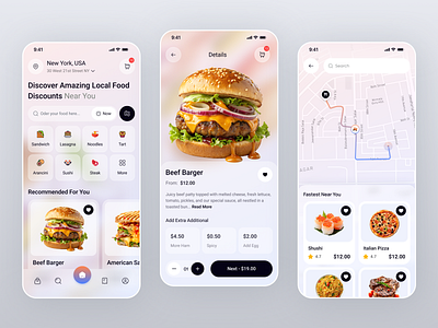 Food Delivery App UI Design app design clean design delivery app food app food delivery ios app mobile app mobile ui modern design product design restaurant app ui design ui inspiration ux design