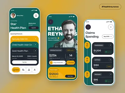 InsureWell – Smart Health Insurance App ai ai app ai integration ai powered app design app ui design finance app finance app design finance dashboard fintech health insurance insurance insurance app insurance management insurance mobile app insurtech life insurance mobile app design uiux