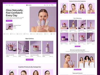 Elara — Skincare & Beauty E-Commerce Website Design beauty care beautycare cosmetics design ecommerce face care makeup medical skin care online retailer online shop online skin care personal care self care shopify website skin care shop skin care website ui ux web web design