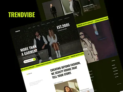 TRENDVIBE — Contemporary Fashion Studio clean interface fashion fashion app fashion e commerce figma design homepage interactive ui landing page minimal design modern ui online store product discovery responsive layout shakibuiux trendy design ui ux uiux ux design web design website design