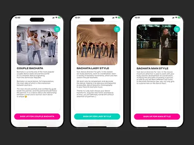 Landing page design for "Yappie Dance studio" | bachata bachata branding dance design mobile first studio ui ux web design website