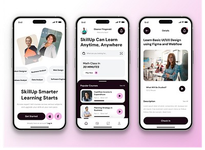 SkillUp – Education & Course Discovery Mobile App 3d ai agents ai agents landing page animation branding course discovery ux design edtech design education technology graphic design illustration learning management system lifelong learning platform logo mobile learning platform motion graphics online education interface personalized learning skill development app ui
