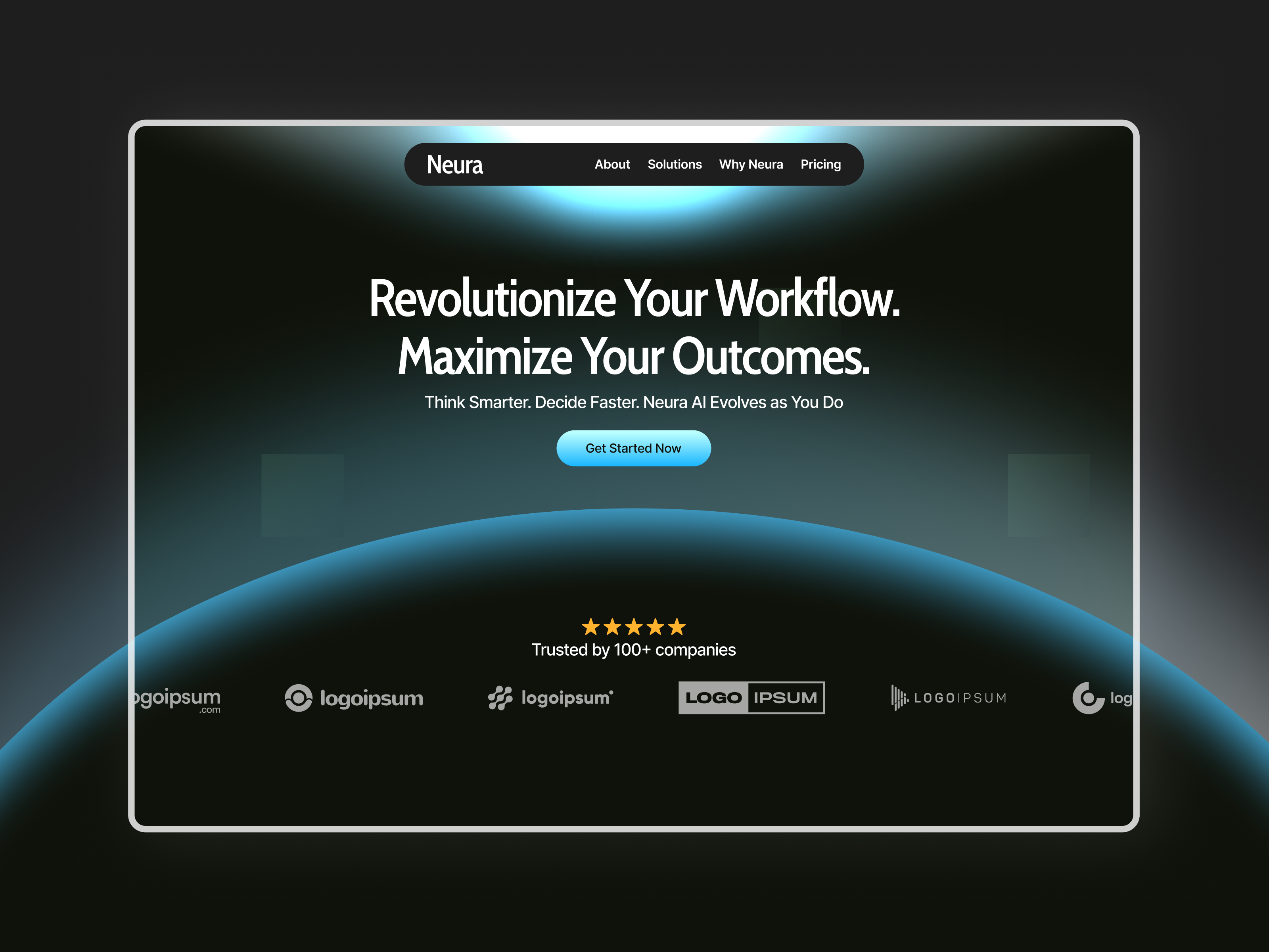 Neura AI – Hero Section Design ai ai website conversion focused dark design dark mode figma framer hero section management minimal modern design modern ui neura ai saas saas ui trending typography ui design workflow