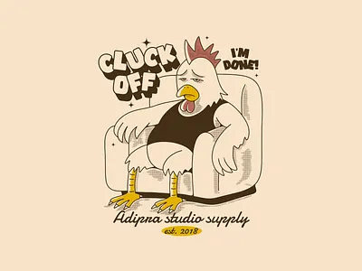 Tired rooster character adipra adipra std adipra studio adpr character chill design funny graphic humor illustration lazy retro rooster rooster character rooster mascot sarcastic t shirt tired vintage