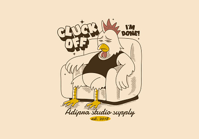 Tired rooster character adipra adipra std adipra studio adpr character chill design funny graphic humor illustration lazy retro rooster rooster character rooster mascot sarcastic t shirt tired vintage