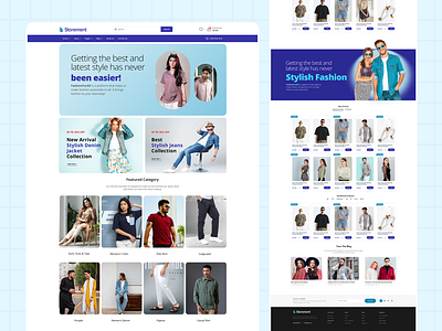 Storement – Modern Fashion E-commerce Website Theme UI Design add to cart button blog section ui campaign section ui category navigation design clothing store website customer review section discount badge design ecommerce homepage ecommerce ui design fashion ecommerce theme fashion website design figma fashion template footer design for ecommerce newsletter signup form product card design product grid ui purple theme website responsive fashion design shopping cart ui ui