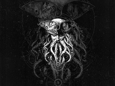 Jack sparrow x Davy jones angel anime black branding darkart davy jones design illustration jack sparrow logo pirate pirates of the caribbean symbol ui