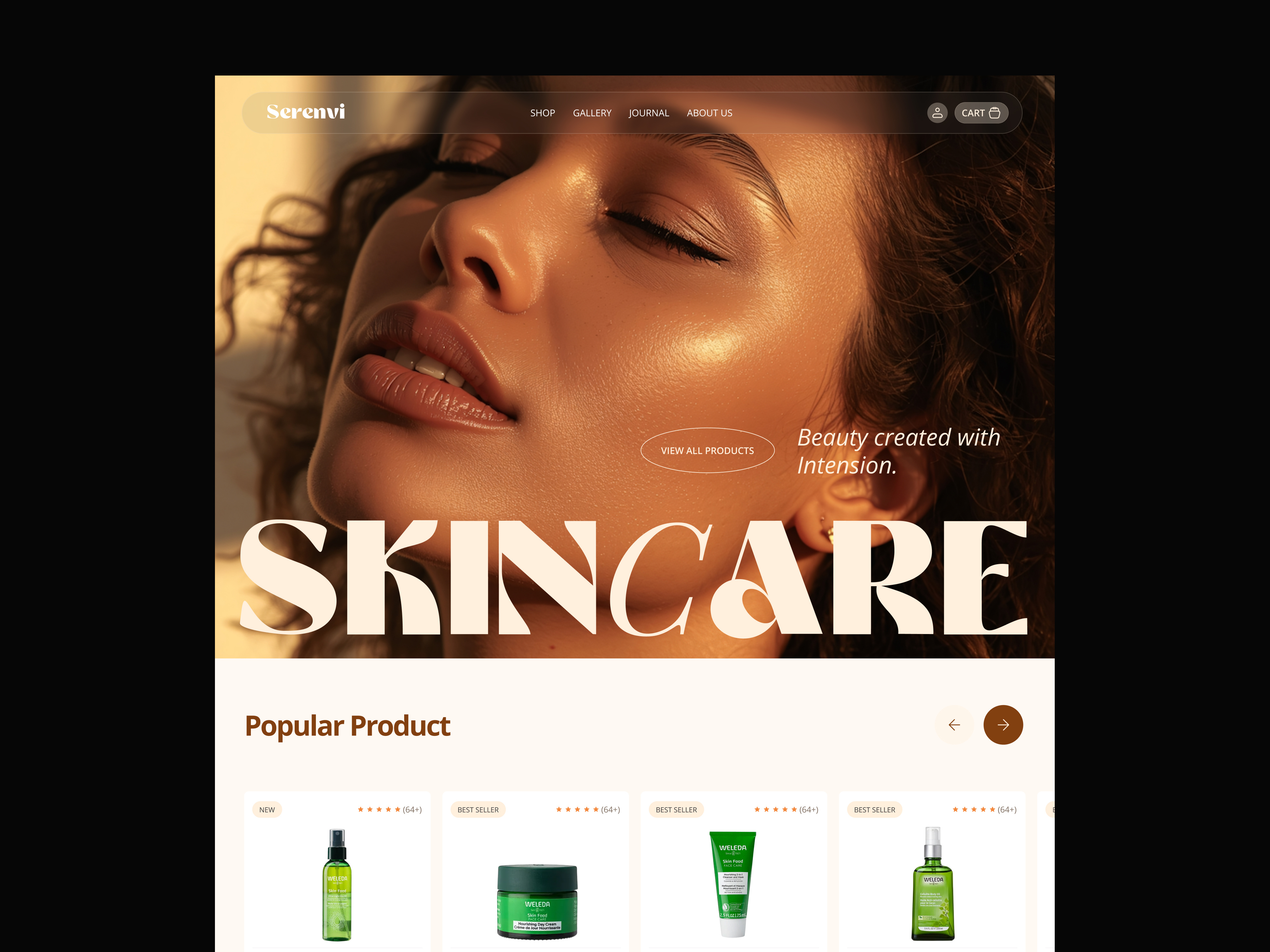 Serenvi – Skincare Website Landing Page Design beauty product ecommerce design krevix landing page design landingpage minimal ui product design skincare ui uiux design ux website design webui