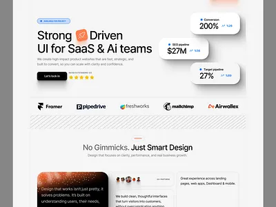 SaaS landing page redesign and design desugn landing pagfe redesign