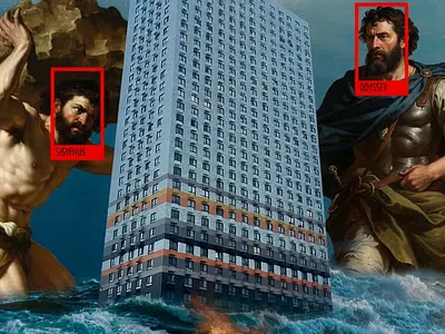 Experiments in design. Motion poster. xprmnt.number = 006 ai collage experiment motion graphics odyssey poster sisyphus