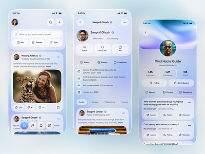 AI Social Q&A Community App ai ai app ai design app design ask and answer app community community app mobile mobile app neumorphism profile design social app social media app ui design