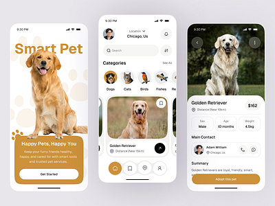Smart Pet App – Pet Adoption & Care Mobile UI Design adoption app app design marketplace app mobile mobile app pet adoption pet app pet care pet lover app smart pet ui design